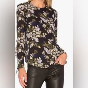 A.L.C. Cooper Open Asymmetrical NWOT Floral Ruffle 100% Silk Blouse  2